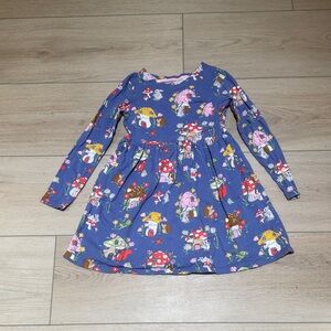 Mini Boden Blue Long Sleeve Dress with Playful Print